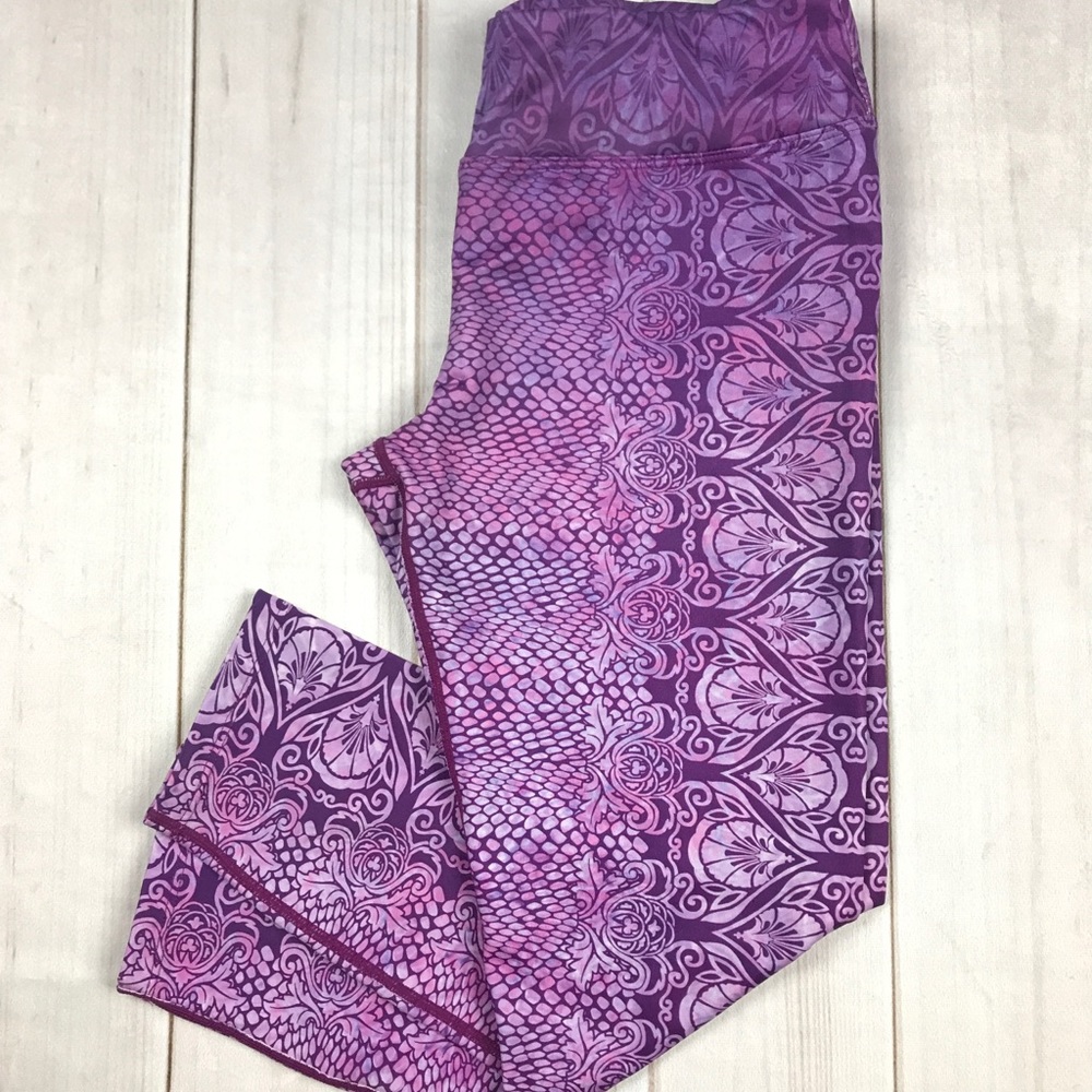 Prana L Yoga Pants Leggings Pink Purple Snakeskin